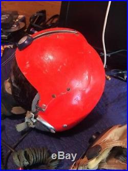 USN USMC Pilot Flight Helmet Type APH-5 Single Visor, Large, 50's to 60s, Boom Mike