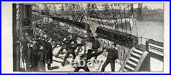 USN United States Navy Ship USS Tennessee, Huge Panoramic 1880s Antique Print
