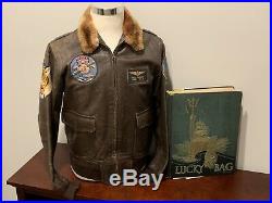 USN WWII ORIGINAL M-422A NAVY FLIGHT JACKET Named USNA 1944 Lucky Bag With History