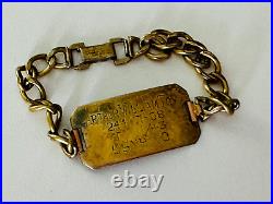 USNR United States Naval Reserve Gold Filled. 800 Silver ID Bracelet Arthur Toy