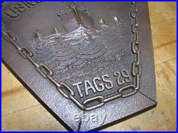 USNS CHAUVENET T-AGS 29 United States Navy Embossed Brass Naval Ship Sign Plaque