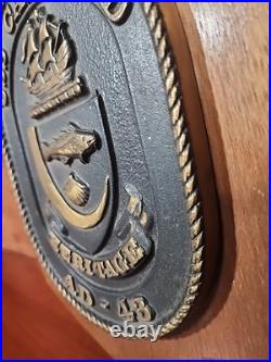 USS Cape Cod AD-43 Bronze Wall Plaque Wood Base 13in X 9in HEAVY