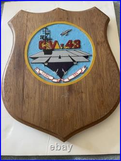 USS Coral Sea Plaque Solid Wood Hand Painted CV-43 Aircraft Carrier U. S. Navy