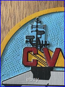 USS Coral Sea Plaque Solid Wood Hand Painted CV-43 Aircraft Carrier U. S. Navy