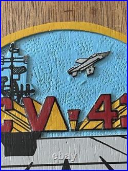 USS Coral Sea Plaque Solid Wood Hand Painted CV-43 Aircraft Carrier U. S. Navy