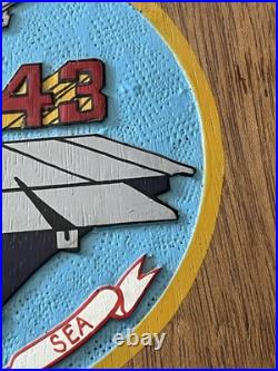 USS Coral Sea Plaque Solid Wood Hand Painted CV-43 Aircraft Carrier U. S. Navy