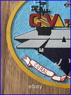 USS Coral Sea Plaque Solid Wood Hand Painted CV-43 Aircraft Carrier U. S. Navy