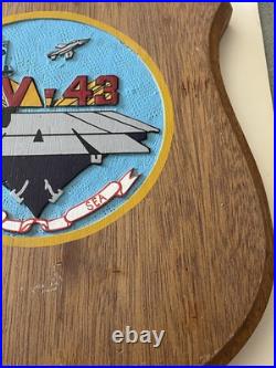 USS Coral Sea Plaque Solid Wood Hand Painted CV-43 Aircraft Carrier U. S. Navy
