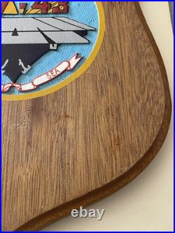 USS Coral Sea Plaque Solid Wood Hand Painted CV-43 Aircraft Carrier U. S. Navy