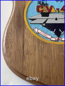 USS Coral Sea Plaque Solid Wood Hand Painted CV-43 Aircraft Carrier U. S. Navy