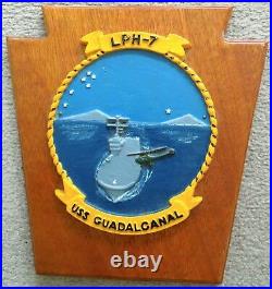 USS Guadalcanal LPH-7 Hand Painted Plaque, Gemini X, Apollo 9 Recovery Ship