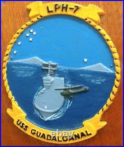 USS Guadalcanal LPH-7 Hand Painted Plaque, Gemini X, Apollo 9 Recovery Ship