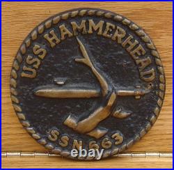 USS Hammerhead (SSN-663) Vintage Submarine Metal Plaque 5 1/2 in Dia. 2.80 lbs