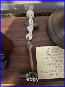 USS Holland AS-32 Hundley Class Fog Bell & Waterbury Naval Wheel Maritime Clock