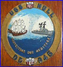 USS Hull DD-945 Hand-Painted Metal Plaque, Vietnam & Cold War USN Destroyer