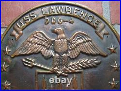 USS LAWRENCE DDC-4 UNITED STATES NAVY Brass Plaque Guided Missile Destroyer USN