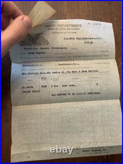 USS Maine Relic Lot 1912 U. S. Navy Dept Documents & Admiral Signed Check