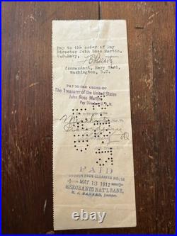 USS Maine Relic Lot 1912 U. S. Navy Dept Documents & Admiral Signed Check
