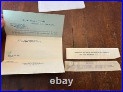 USS Maine Relic Lot 1912 U. S. Navy Dept Documents & Admiral Signed Check