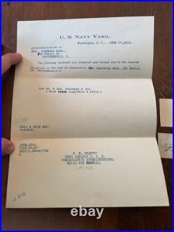USS Maine Relic Lot 1912 U. S. Navy Dept Documents & Admiral Signed Check