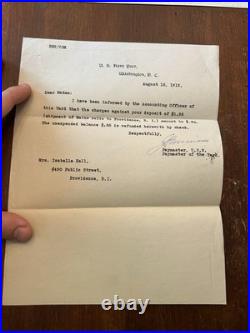 USS Maine Relic Lot 1912 U. S. Navy Dept Documents & Admiral Signed Check
