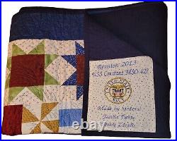 USS Navy Constant MSO-427 Reunion Quilt Gratitude Coverlette Eagle Stars Liberty