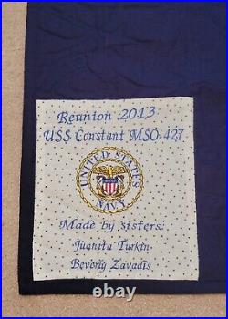 USS Navy Constant MSO-427 Reunion Quilt Gratitude Coverlette Eagle Stars Liberty