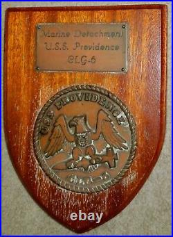USS Providence CLG-6 Marine Detachment Brass Presentation Plaque. USN Cruiser