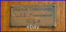 USS Providence CLG-6 Marine Detachment Brass Presentation Plaque. USN Cruiser