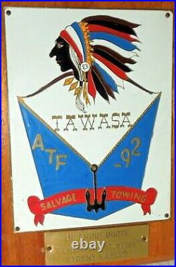 USS Tawasa ATF-94 Enameled Brass Presentation Plaque. WW2, Cold War Fleet Tug