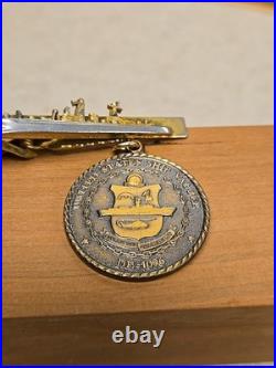 USS Valdez DE-1096 Navy Commissioning Medal & Clip Navy CPO Estate RARE SET