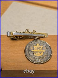 USS Valdez DE-1096 Navy Commissioning Medal & Clip Navy CPO Estate RARE SET