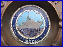 USS WELCH PG-93 UNITED STATES NAVY GUNBOAT Old Brass Ashtray Tray USN