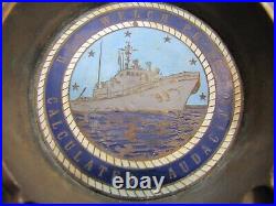 USS WELCH PG-93 UNITED STATES NAVY GUNBOAT Old Brass Ashtray Tray USN