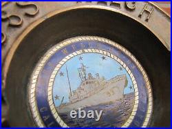 USS WELCH PG-93 UNITED STATES NAVY GUNBOAT Old Brass Ashtray Tray USN