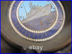 USS WELCH PG-93 UNITED STATES NAVY GUNBOAT Old Brass Ashtray Tray USN