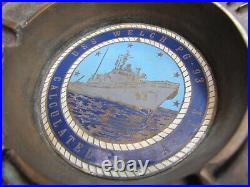USS WELCH PG-93 UNITED STATES NAVY GUNBOAT Old Brass Ashtray Tray USN