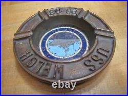 USS WELCH PG-93 UNITED STATES NAVY GUNBOAT Old Brass Ashtray Tray USN