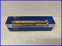 USS West Virginia SSBN 736 Brass Submarine In Lucite Commonwealth Castings HTF