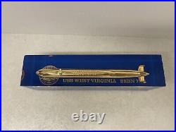 USS West Virginia SSBN 736 Brass Submarine In Lucite Commonwealth Castings HTF