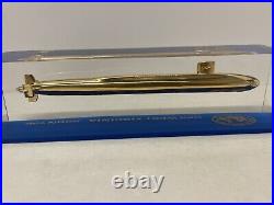 USS West Virginia SSBN 736 Brass Submarine In Lucite Commonwealth Castings HTF