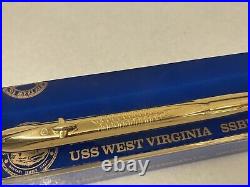 USS West Virginia SSBN 736 Brass Submarine In Lucite Commonwealth Castings HTF