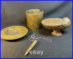 USS Whippoorwill MSC-207 Ashtray & Trench Art Canisters Brass