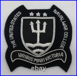 United Staes Naval War College Shoulder Crest Bullion Patch Black & Silver AL