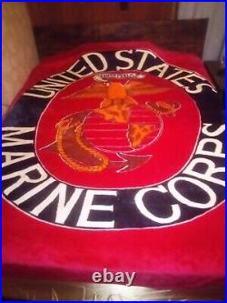 United States Marine Corps Vintage Blanket Red Heavy Plush 86X 84