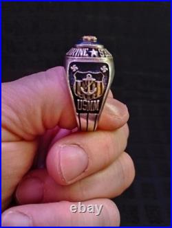 United States Merchant Marine Usmm/En Ring Sterling Silver Size 13