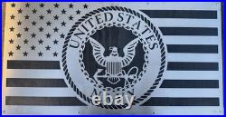 United States Navy Emblem American Flag Metal Sign Plaque Militaria