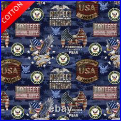 United States Navy Freedom Over Fear Cotton Fabric 44 Wide Sold by The Yard
