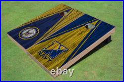 United States Navy Logo With Emblem Yellow And Navy Triangle Cornhole Boards