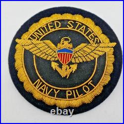 United States Navy Pilot Shoulder Crest Bullion Patch Black & Gold AL